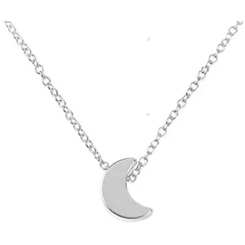 Wanderer Moon Pendant Necklace, High Polished Gold Silver Crescent Star-shaped Short Necklace Chain Jewellery for Women and Girls
