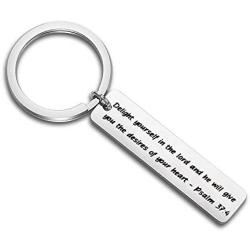 Gzrlyf Psalm 37:4 Keychain Delight Yourself in The Lord Bible Verse Keychain Christian Gifts