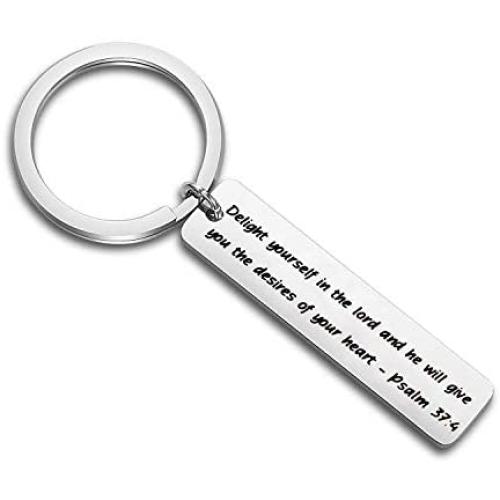 Gzrlyf Psalm 37:4 Keychain Delight Yourself in The Lord Bible Verse Keychain Christian Gifts