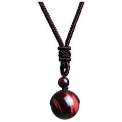 Top Plaza Natural Healing Crystal Stone Pendant Necklace Round Gemstone Beads Pendant Necklaces with Nylon Cord 26 Inch