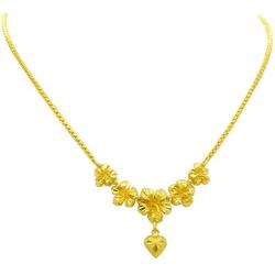 Bridal 22k 24k Yellow Gold Plated GP Thai Jewelry Girl Women Gorgeous Flowers Drop Pendant Chain Link S Hook Necklaces 17'' 1.5 mm