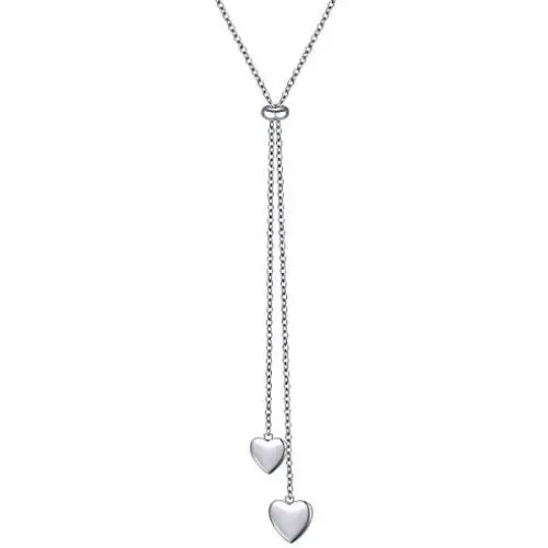 FLYOW Long Chain Dainty Necklace Simple Style 925 Sterling Silver Heart Pendant Adjustable Y Shaped Necklace Jewelry FLYOW Long Chain Dainty Necklace Simple Style 925 Sterling Silver Heart Pendant Adjustable Y Shaped Necklace Jewelry