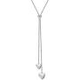FLYOW Long Chain Dainty Necklace Simple Style 925 Sterling Silver Heart Pendant Adjustable Y Shaped Necklace Jewelry
