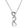 Triple Heart Pendant Necklace for Women in Sterling Silver Rhodium Finish with White Colorless Topaz Accent