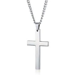 Jstyle Jewelry Mens Simple Cross Necklace Stainless Steel Pendant for Women 24 Inch