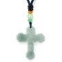 Jade Cross Jesus Necklace Pendant Inlaid with 22K Gold Good Luck Charm Jade Jewelry