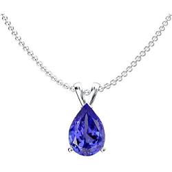 Dazzlingrock Collection 10K 8x6 mm Pear Cut Ladies Solitaire Teardrop Pendant (Silver Chain Included), White Gold