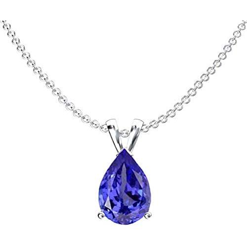 Dazzlingrock Collection 10K 8x6 mm Pear Cut Ladies Solitaire Teardrop Pendant (Silver Chain Included), White Gold
