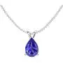Dazzlingrock Collection 14K 8x6 mm Pear Cut Ladies Solitaire Teardrop Pendant (Silver Chain Included), White Gold