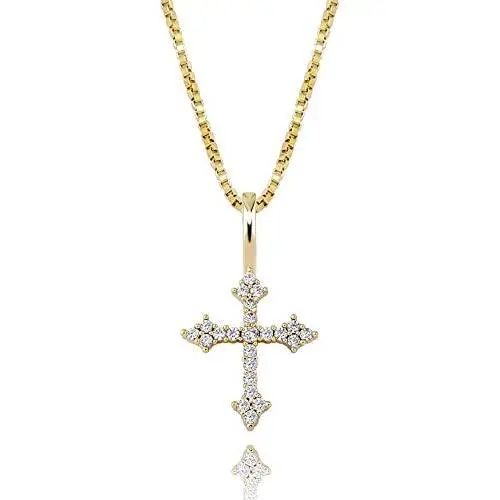 TOPGRILLZ 925 Sterling Silver 14K Gold Plated Small Cross Necklace Pendant for Girls Women Venice Chain Fashion Jewelry Gift TOPGRILLZ 925 Sterling Silver 14K Gold Plated Small Cross Necklace Pendant for Girls Women Venice Chain Fashion Jewelry Gift