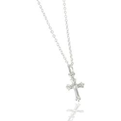 Tiny Sterling Silver Cross Necklace with Chain for Babies (12'') & Girls (14'') Makes an Ideal Baby Shower, Baptism, Christening, or Welcome New Baby gift and will become a Treasured Heirloom.