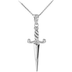 Exquisite 925 Sterling Silver Dagger Knife Charm Pendant Necklace