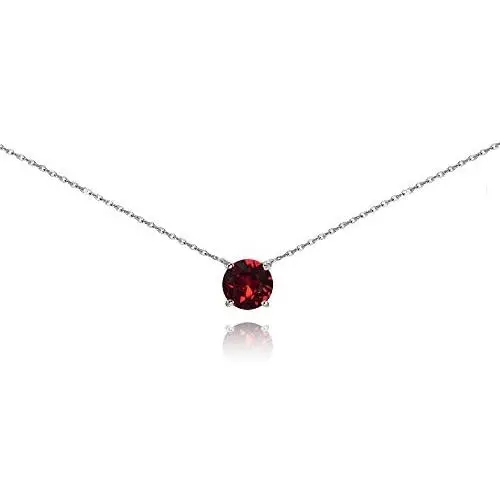 Sterling Silver Red Solitaire Choker Necklace Made with Swarovski Crystal Sterling Silver Red Solitaire Choker Necklace Made with Swarovski Crystal