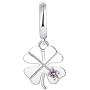 JO WISDOM 925 Sterling Silver Lucky 4 Leaf Clover Charm Dangle Bead with 3A Cubic Zirconia for Bracelet for Women Girls,Hole Size:5.2MM