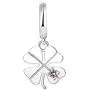 JO WISDOM 925 Sterling Silver Lucky 4 Leaf Clover Charm Dangle Bead with 3A Cubic Zirconia for Bracelet for Women Girls,Hole Size:5.2MM