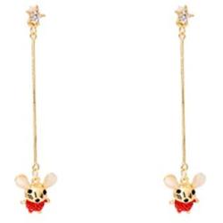 Happyyami Adorbale Mouse Drop Dangle Earring Charm Rat Animal Stud Earrings Jewelry Decorative Gift for Women Girls (Golden and Red)