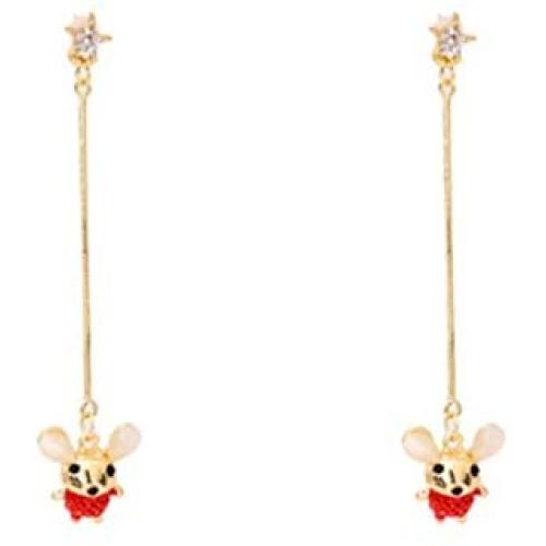 Happyyami Adorbale Mouse Drop Dangle Earring Charm Rat Animal Stud Earrings Jewelry Decorative Gift for Women Girls (Golden and Red)