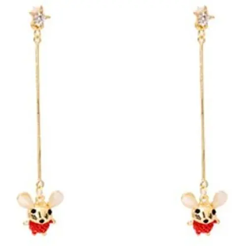 Happyyami Adorbale Mouse Drop Dangle Earring Charm Rat Animal Stud Earrings Jewelry Decorative Gift for Women Girls (Golden and Red)