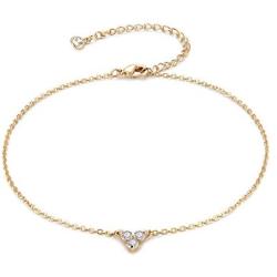 CITLED Women Trio Anklet Gold Diamond CZ Tiny Round Dainty Foot Chain 14K Gold Filled Boho Beach Simple Handmade Jewelry Gift