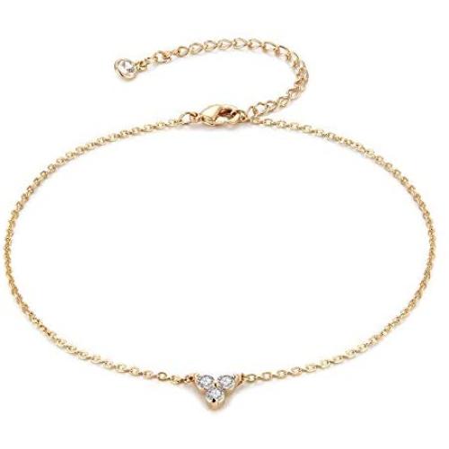 CITLED Women Trio Anklet Gold Diamond CZ Tiny Round Dainty Foot Chain 14K Gold Filled Boho Beach Simple Handmade Jewelry Gift