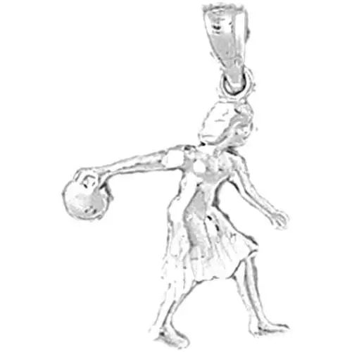 Jewels Obsession Bowling Player Pendant | Sterling Silver 925 Bowling Player Pendant - 24 mm