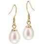 18K Gold Plated Sterling Silver 8-8.5mm Genuine Freshwater Cultured Pearl Drop Earrings Dangle Handpicked AAA+ Pearl Earrings For Girls Women Gift