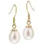 18K Gold Plated Sterling Silver 8-8.5mm Genuine Freshwater Cultured Pearl Drop Earrings Dangle Handpicked AAA+ Pearl Earrings For Girls Women Gift