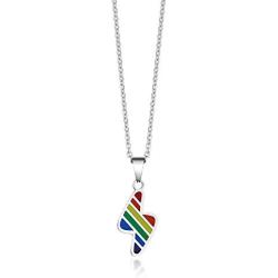 AIKESIWAI Lesbian Necklace,Lesbian Stuff,Pride Rainbow Necklace,Stainless Steel Rainbow Pendant, LGBT Pendant, Gay Lesbian Pride Pendant
