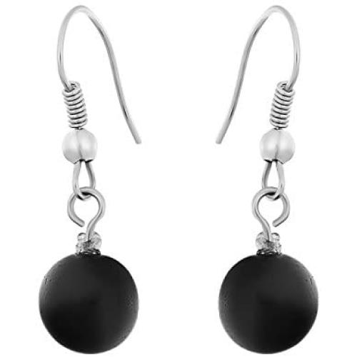 Heka Naturals Shungite Earrings for Women, EMF Protection Jewelry Made of Shungite Stone | Anti-Radiation Shungite Earrings