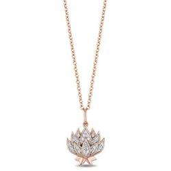 Jewelili Enchanted Disney Fine Jewelry 14K Rose Gold over Sterling Silver 1/10 CTTW Jasmine Pendant