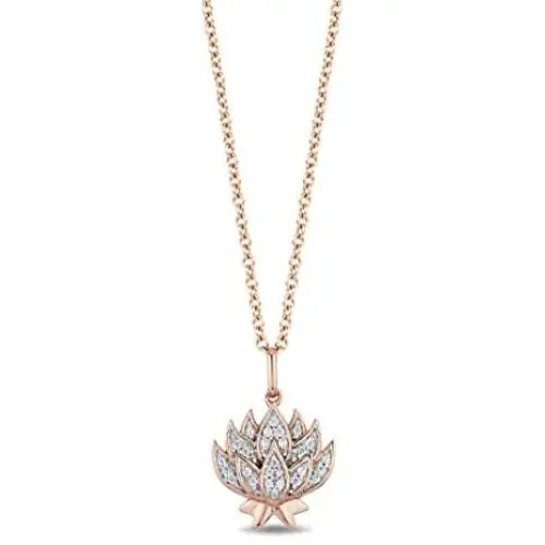 Jewelili Enchanted Disney Fine Jewelry 14K Rose Gold over Sterling Silver 1/10 CTTW Jasmine Pendant Jewelili Enchanted Disney Fine Jewelry 14K Rose Gold over Sterling Silver 1/10 CTTW Jasmine Pendant