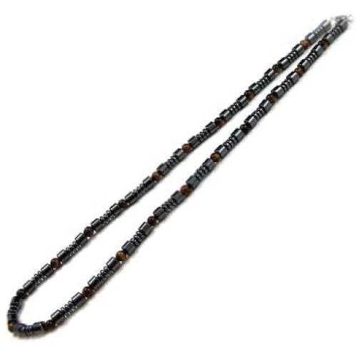 Accents Kingdom Mens Magnetic Hematite Therapy & Healing Stone with Tigers Eye Sports Necklace