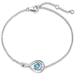 FANCIME 925 Sterling Silver Birthstone Bracelets for Women Dainty Simple Infinity Created Aquamarine Birthday Anniversary Jewelry Gifts for Her, Chain Length 6.7''+1.2'' Extend