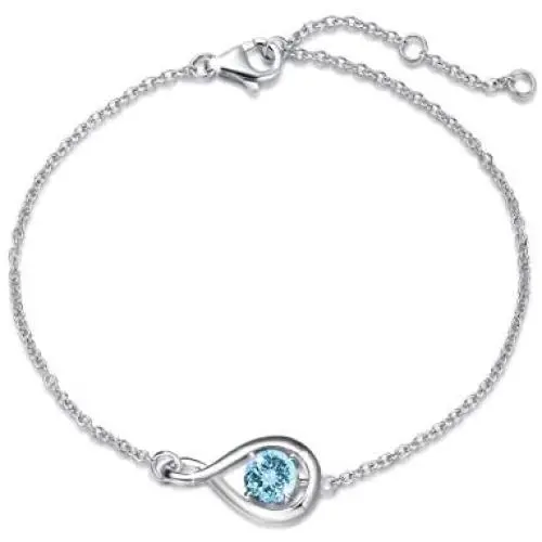 FANCIME 925 Sterling Silver Birthstone Bracelets for Women Dainty Simple Infinity Created Aquamarine Birthday Anniversary Jewelry Gifts for Her, Chain Length 6.7''+1.2'' Extend FANCIME 925 Sterling Silver Birthstone Bracelets for Women Dainty Simple Infinity Created Aquamarine Birthday Anniversary Jewelry Gifts for Her, Chain Length 6.7''+1.2'' Extend