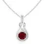 January Birthstone - Garnet Knot Pendant Necklace in Sterling Silver (6mm Garnet) January Birthstone - Garnet Knot Pendant Necklace in Sterling Silver (6mm Garnet)