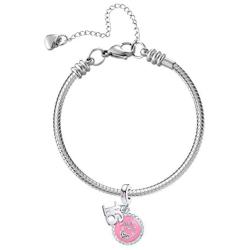 QeenseKc Happy Birthday Number 16th 18th 21th Charm Celebration Cake Dangle Bead for Pandora Charm Bracelet Pink Enamel