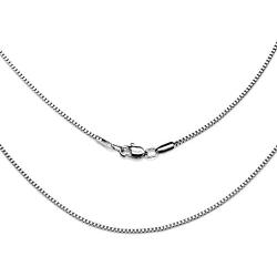 AmyRT Jewelry 1.1mm Titanium Steel Silver Box Chain Necklaces for Women 16 to 30 Inches