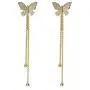YUNXI Butterfly Tassel Earring Gold Long Hoop Chain Drop Dangle Hook Vintage Cute Shell Crystal Earring Valentine Jewelry for Women Girl