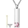 Dletay Crystal Cremation Jewelry for Ashes Birthstone Memorial Ashes Necklace Cube Urn Necklace for Ashes