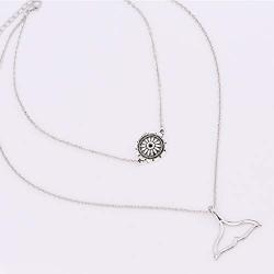 Olbye Silver Whale Tail Necklace Choker Layering Sunflower Necklace for Women and Girls Personalized Necklace Jewelry