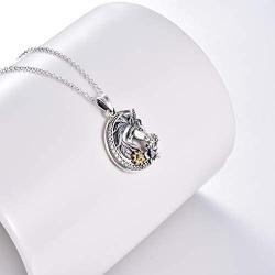 YFN Unicorn Crescent Necklace 925 Sterling Silver Unicorn Gift for Women Girls