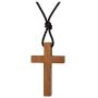 Natural Walnut Wood Cross Pendant Necklace for Men Women Children Kids Boy Girl Wooden Car Rearview Mirror Pendant
