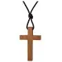 Natural Walnut Wood Cross Pendant Necklace for Men Women Children Kids Boy Girl Wooden Car Rearview Mirror Pendant