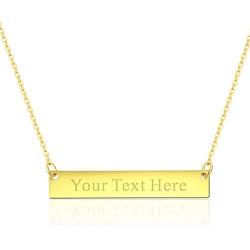 Personalized Engraved Bar Necklace Pendant Initial Text Custom Gift for Woman Kids Mom Sister Daughter Grandma Girlfriend Graduation Wedding Birthday Anniversary