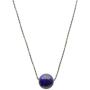 Round 10mm Blue Lapis Stone Station Sterling Silver Box Chain Necklace Adjustable