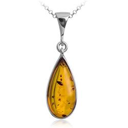 Ian and Valeri Co. Amber Sterling Silver Classic Pendant Necklace Chain 18 Inches