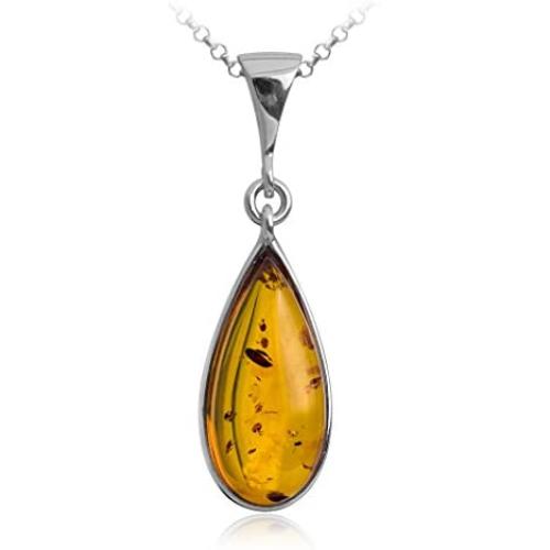 Ian and Valeri Co. Amber Sterling Silver Classic Pendant Necklace Chain 18 Inches