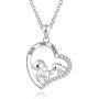 925 Sterling Silver Mother Daughter Jewelry Elephant Heart Pendant Necklace Engraved love you more for Women Girls