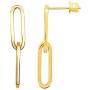 Prism Jewel Paper Clip 14k Yellow Gold Plated Silver Dangling Chain Link Earrings
