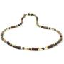 TipTopEco Unpolished Baltic Amber and Hazelwood Necklace for Adults - 17.7 Inches Long - Raw Green Beads
